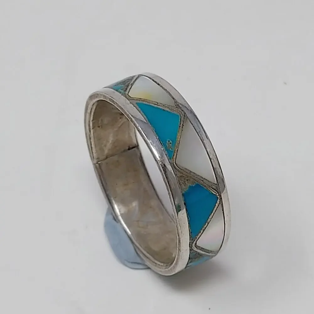 Men's Ring Sz 11.5 Faux Inlay Southwest Style Band